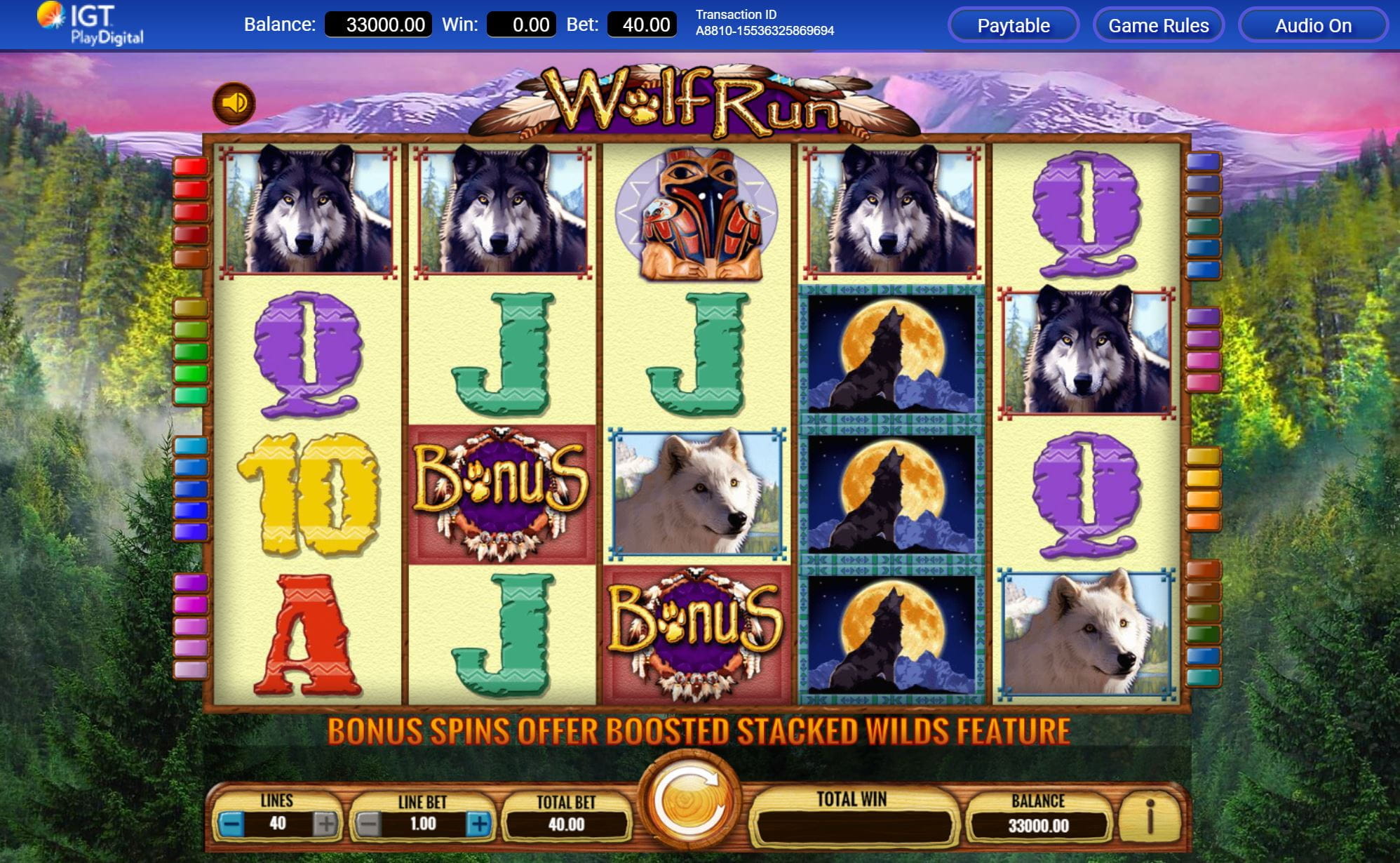 Play wolf run slot machine for fun